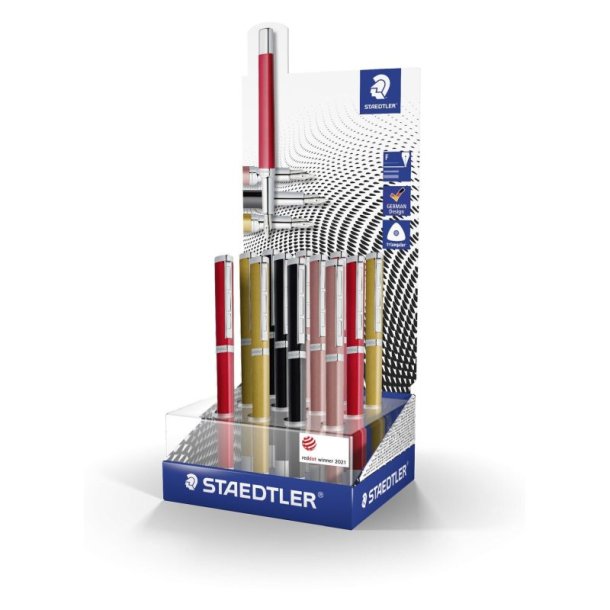 Staedtler Kuglepen - Triplus fine - Display med 12 assorteret farver - (bl skrift)